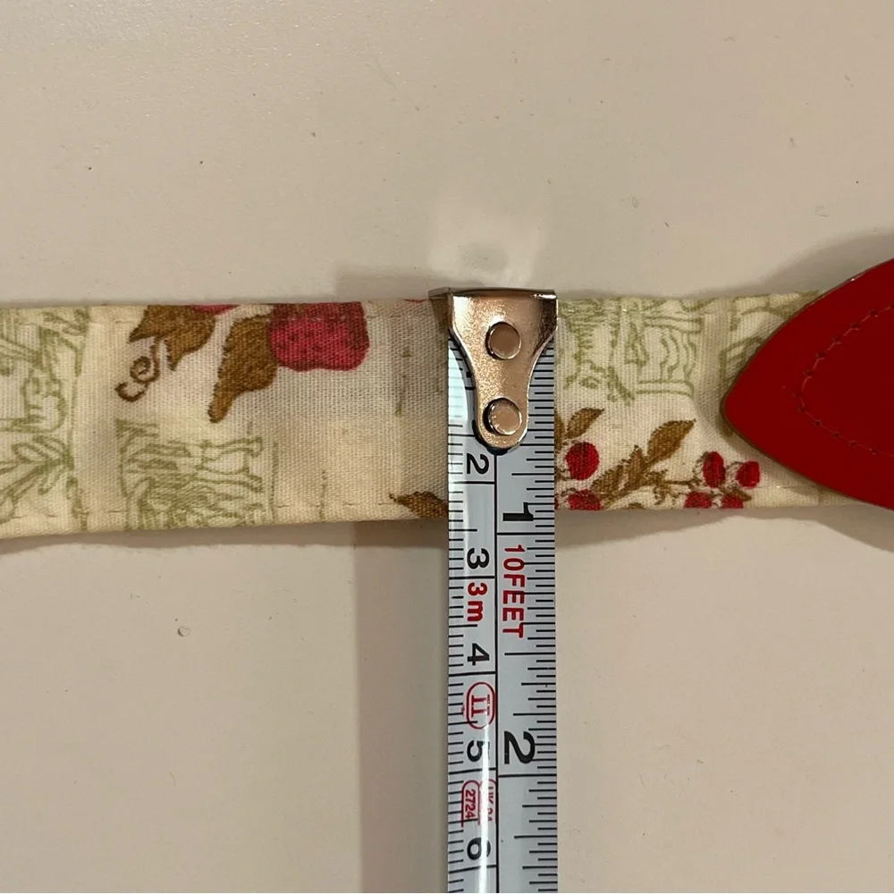 Vintage Strawberry Girl girl red cream Victorian Toile Cottagecore Skinny Belt